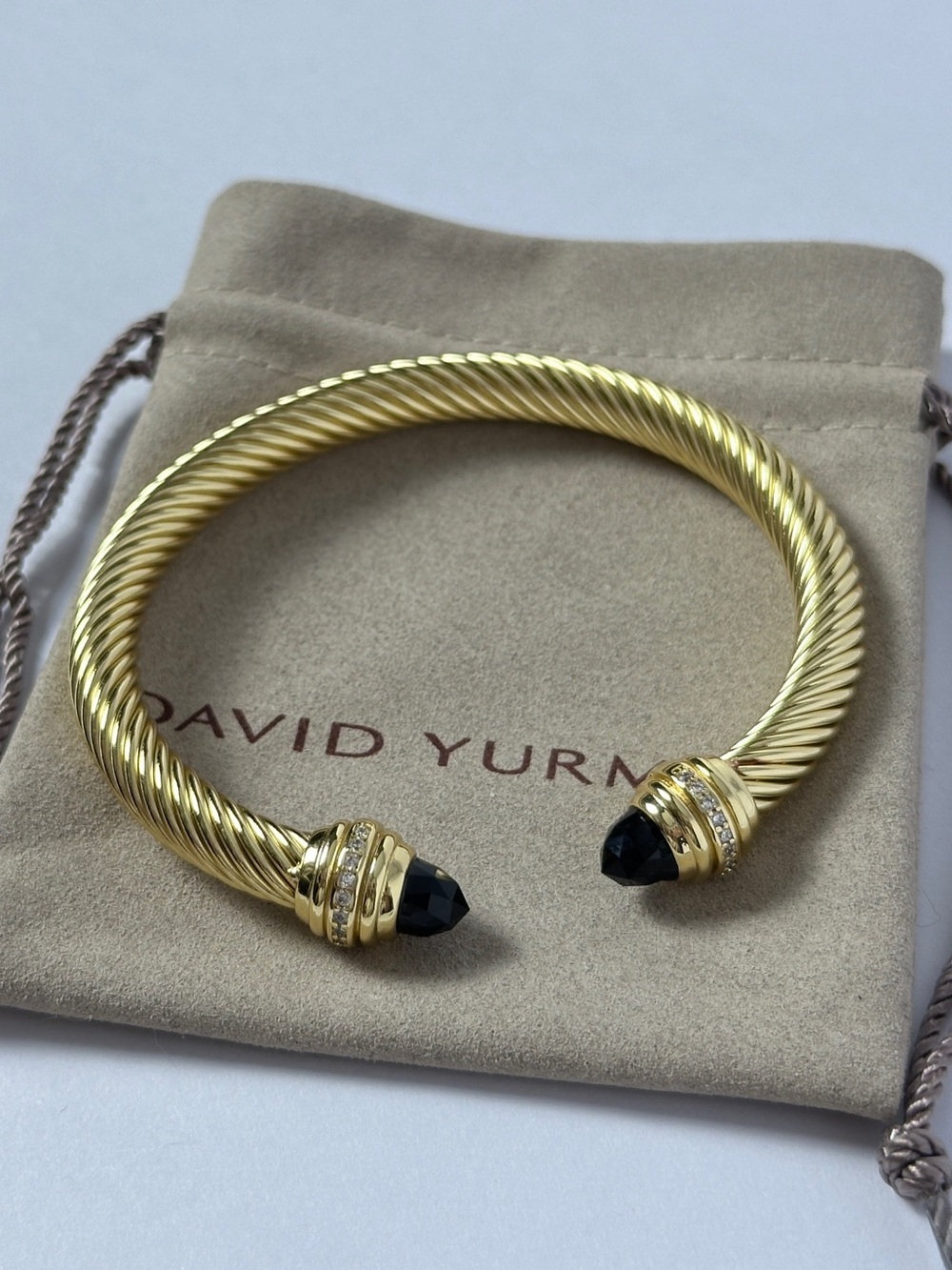David Yurman Gold Dipped Bracelet with Black Onyx and Pave